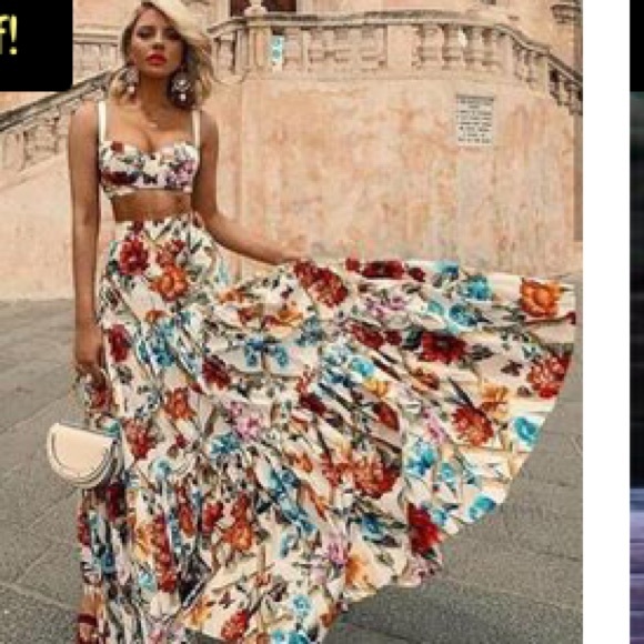 2 piece floral maxi dress